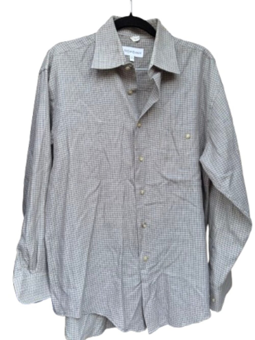 VTG Yves Saint Laurent YSL Plaid Menswear Classic Dress Shirt 15.5 32/33